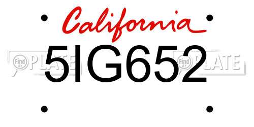 5IG652 California License Plate