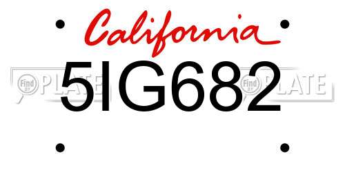 5IG682 California License Plate