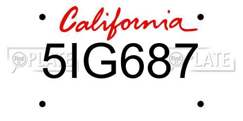 5IG687 California License Plate