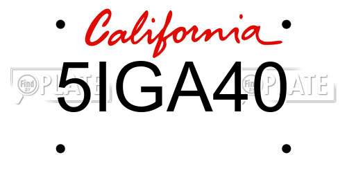 5IGA40 California License Plate