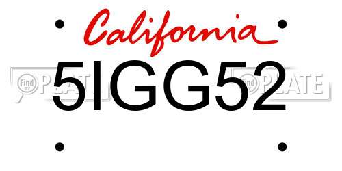 5IGG52 California License Plate