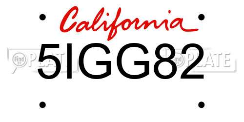 5IGG82 California License Plate