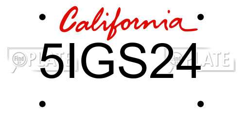5IGS24 California License Plate