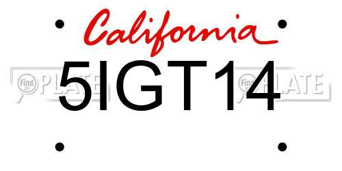 5IGT14 California License Plate