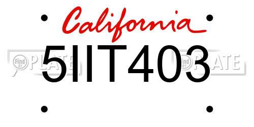 5IIT403 California License Plate