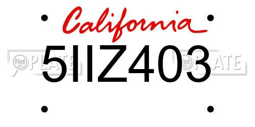 5IIZ403 California License Plate