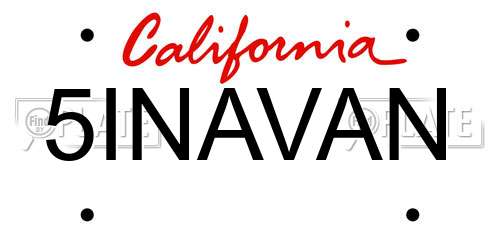 5INAVAN California License Plate