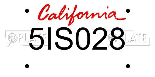 5IS028 California License Plate