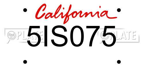 5IS075 California License Plate