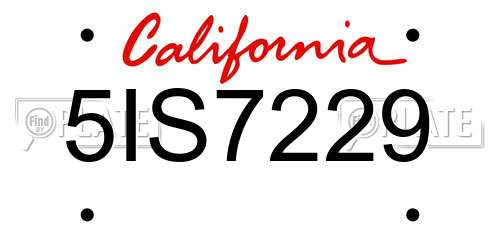 5IS7229 California License Plate