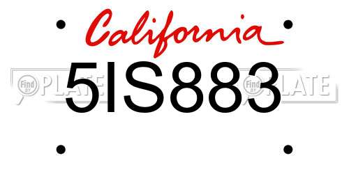 5IS883 California License Plate
