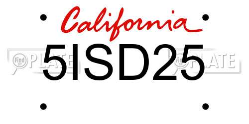 5ISD25 California License Plate