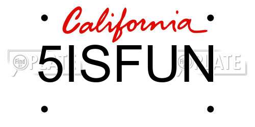 5ISFUN California License Plate
