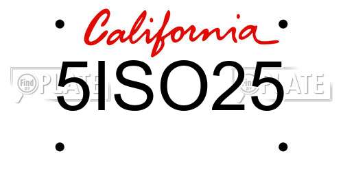 5ISO25 California License Plate