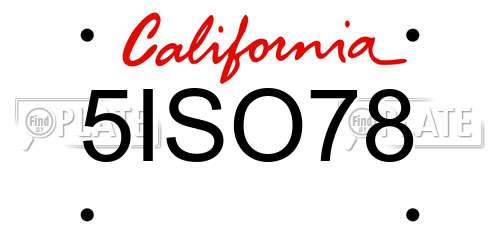 5ISO78 California License Plate