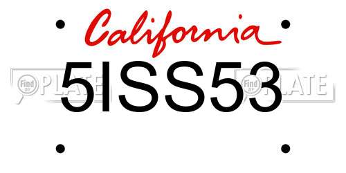 5ISS53 California License Plate