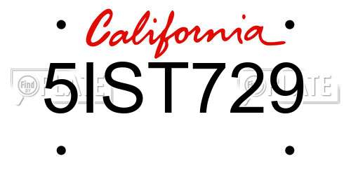 5IST729 California License Plate