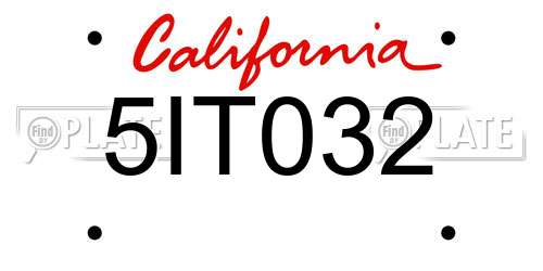 5IT032 California License Plate
