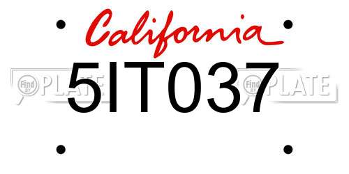 5IT037 California License Plate