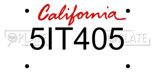 5IT405 California License Plate
