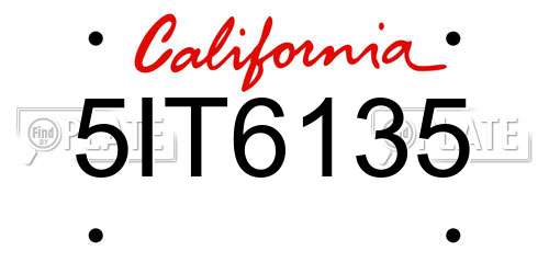 5IT6135 California License Plate