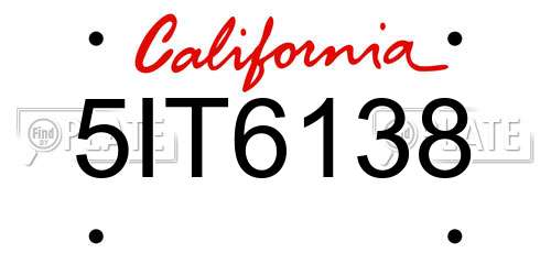 5IT6138 California License Plate