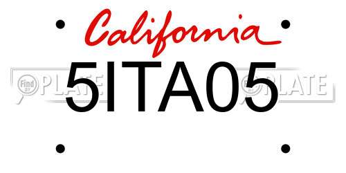 5ITA05 California License Plate
