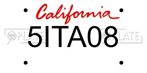 5ITA08 California License Plate