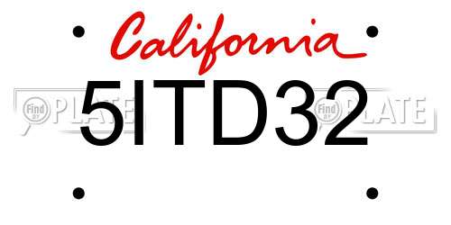 5ITD32 California License Plate
