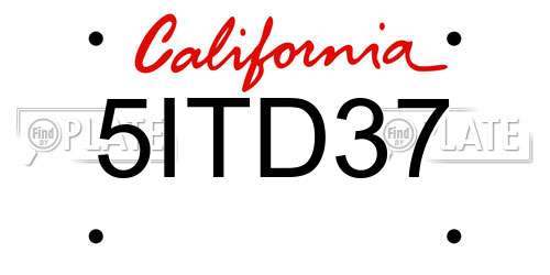 5ITD37 California License Plate