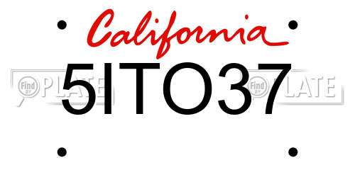 5ITO37 California License Plate