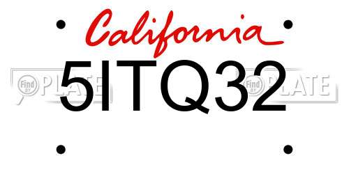 5ITQ32 California License Plate
