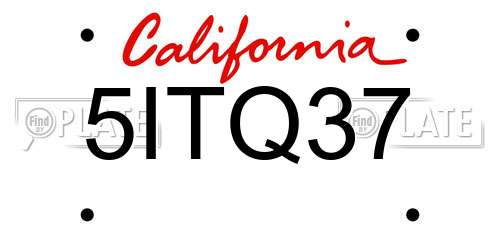 5ITQ37 California License Plate