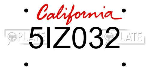 5IZ032 California License Plate