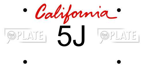 5J California License Plate