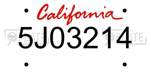 5J03214 California License Plate