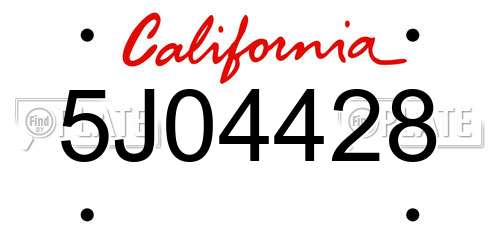 5J04428 California License Plate