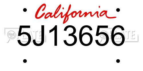 5J13656 California License Plate