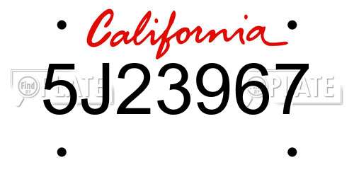 5J23967 California License Plate
