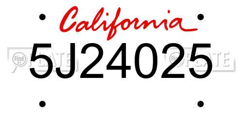 5J24025 California License Plate