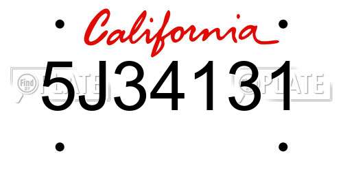 5J34131 California License Plate