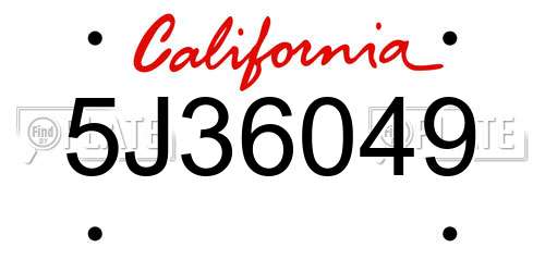 5J36049 California License Plate