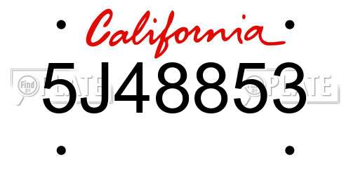 5J48853 California License Plate