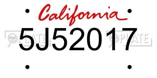 5J52017 California License Plate