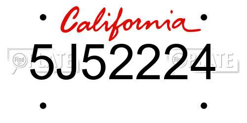 5J52224 California License Plate