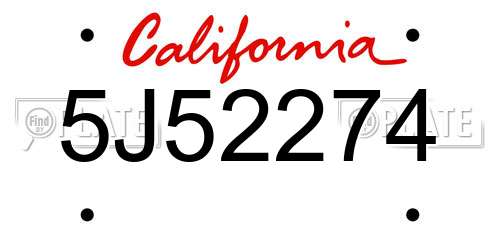 5J52274 California License Plate