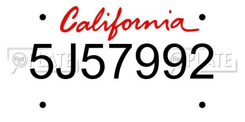 5J57992 California License Plate