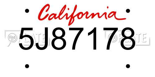 5J87178 California License Plate