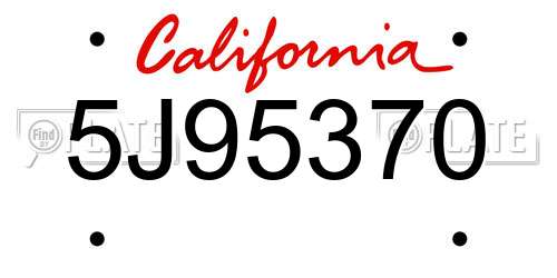 5J95370 California License Plate