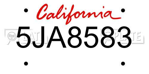 5JA8583 California License Plate